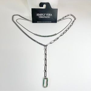 NWT Simply vera Vera Wang, 50% recycled gray and green double layered necklace